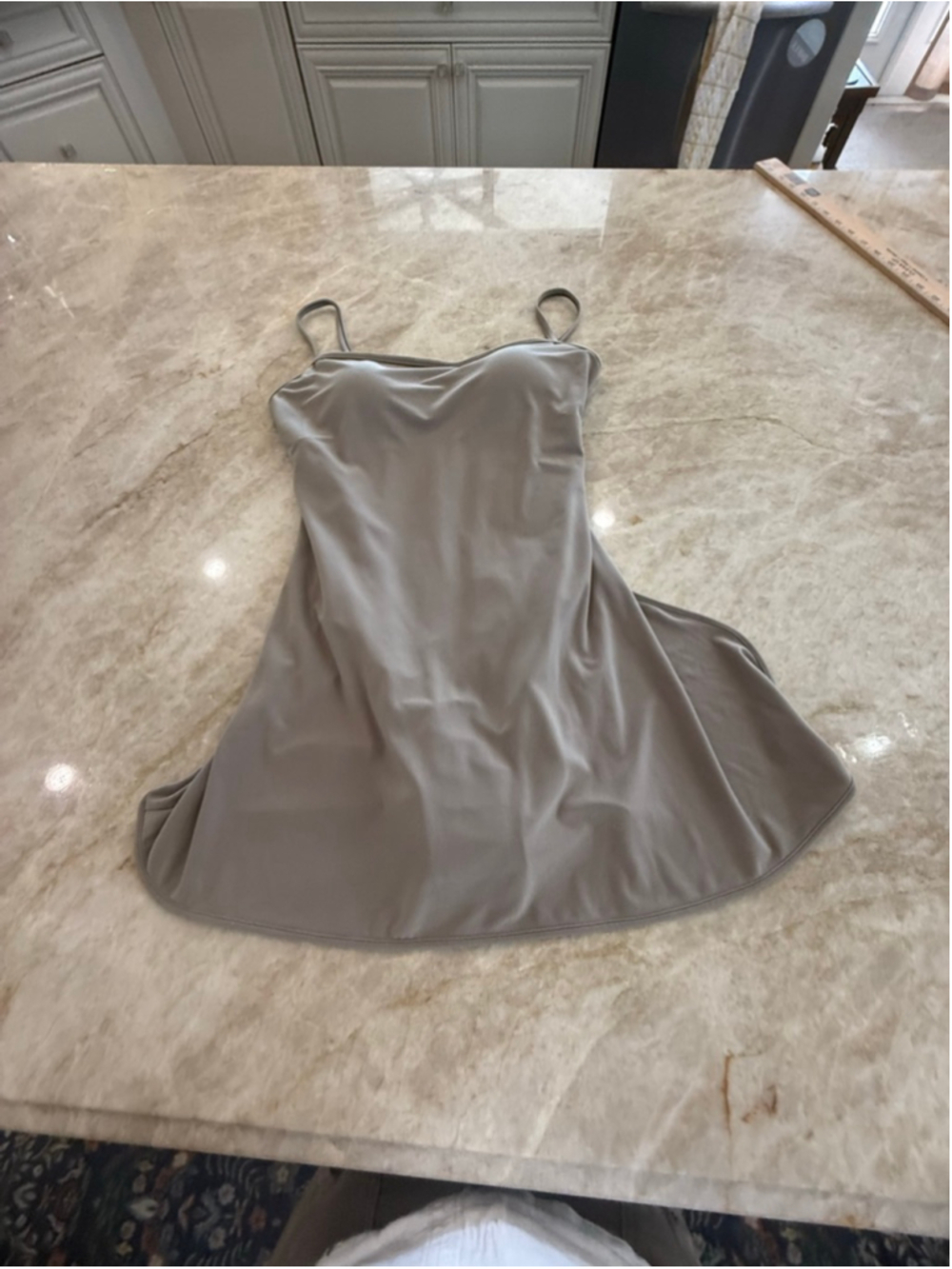 Aqua Green One Piece Swimsuit M Taupe tank over Black one piece High scoops side